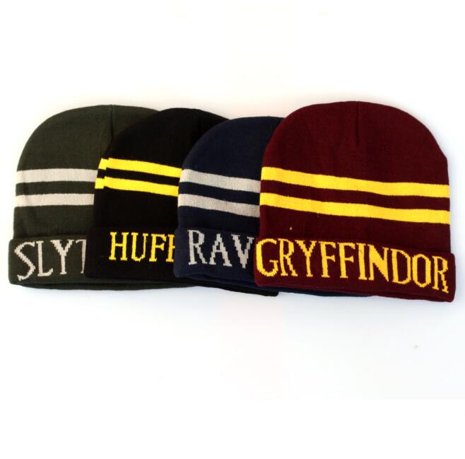 

Halloween decoration knitted beanie prop cosplay costumes harry potter stripe hat four colleges letter cap christmas gift party hats