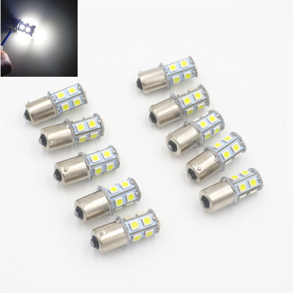 

10PCS Ba15s 1156 P21W White Car Turn light Signal Super Bright 13 SMD LED Bulb 5050 12V 24V