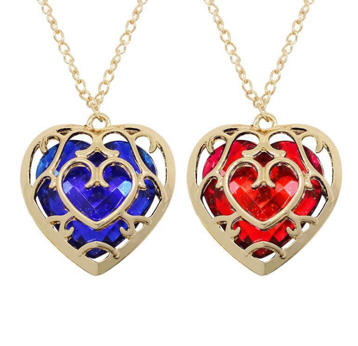 

Zelda Legend Heart Shaped Crystal Necklace Alloy Vintage Gold Frame Love Hallow Necklaces & Pendants For Women Fashion Jewelry Gift New