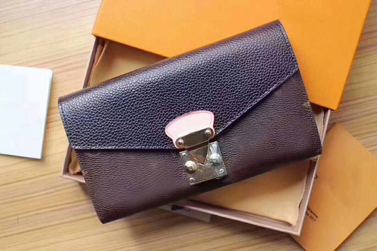 

Fashion Mens long Wallet Women's high quality Genuine Leather League Wallets pallas embossing Purse Damier Graphite Fahion clutch Bag M58414