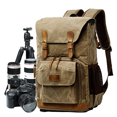 

Batik Waterproof Canvas Digital SLR Photo Backpack Durable Photographer Padded Camera Bag for Camera Lens Flash fit 15'' Laptop, Army green