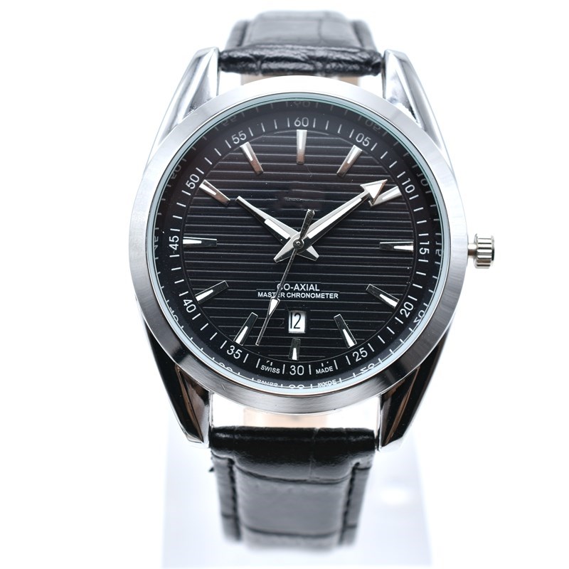 

On sale new style 40mm round leather quartz fashion mens watches auto date men dress designer watch wholesale male gifts wristwatch relogios, Black