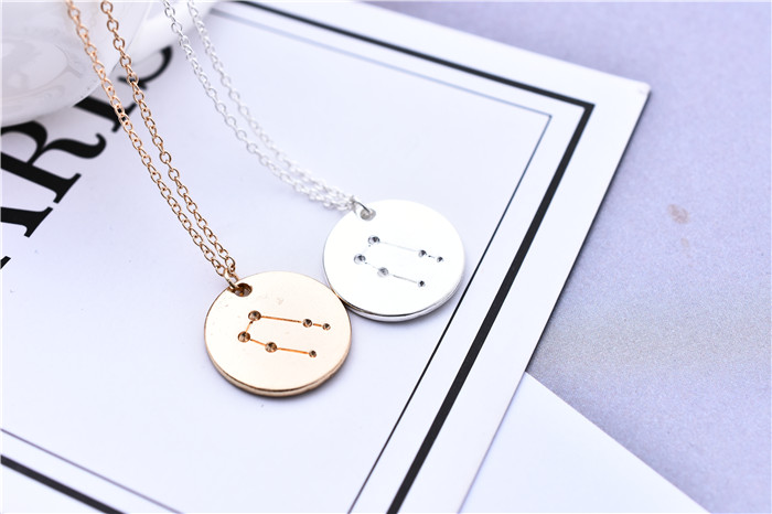 

30pcs Celestial Gemini Constellation Necklace Star Sign Gemini Zodiac Pattern Coin Necklace Jewelry Astrology Pendant Necklace Birthday Gift