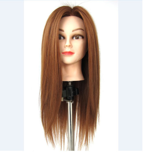 Tête de Mannequin d'entraînement en Fiber synthétique, 20 ", 27", cheveux colorés, factice 100% haute température, avec pince, livraison gratuite