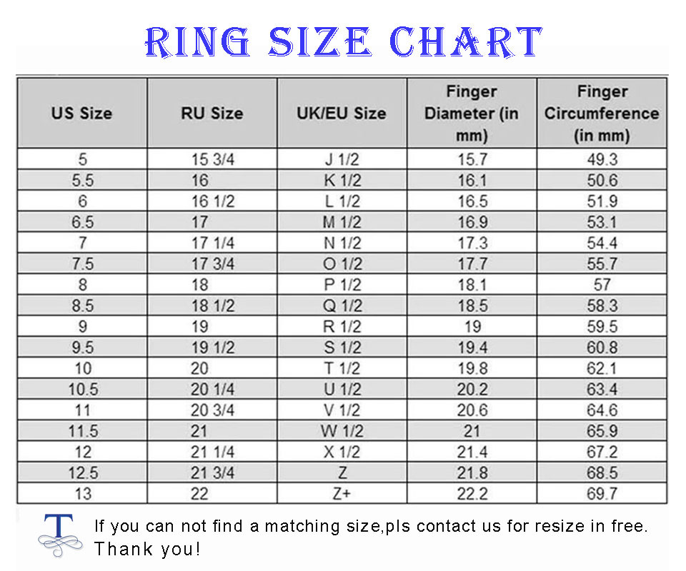 China Ring Size Chart