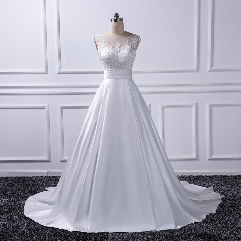 

Top Quality Satin Wedding Dresses PLus Size 2018 Elegant White,ivory Bridal Gowns Accept Custom Made Wedding Dresses