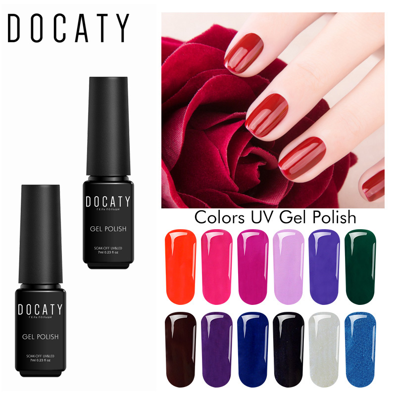 

Docaty Luckly Gel Lacquer 7ml Pure Colors Soak Off UV LED Lamp Fashion Nail Art Gel Polish Design Uv Nail Polish, 34