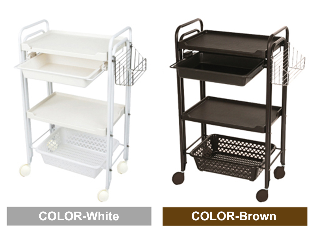 

Elitzia ETST21 Beauty Salon Plastic Rolling Trolley Storage Organizer Cart 3 Tier With Drawer Two Color Optional