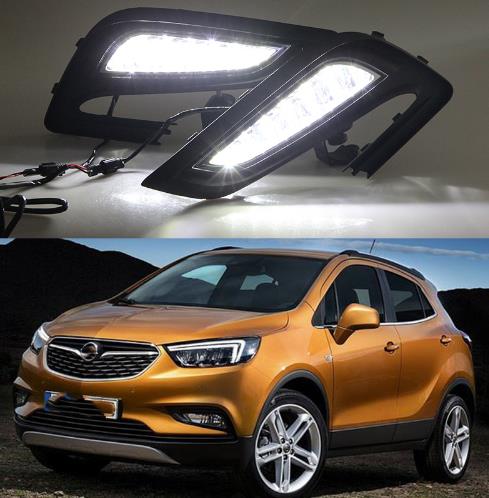 

1Pair DRL For Buick Encore Opel mokka 2017 Daylight Car LED DRL Daytime Running Lights Fog head Lamp cover, Black