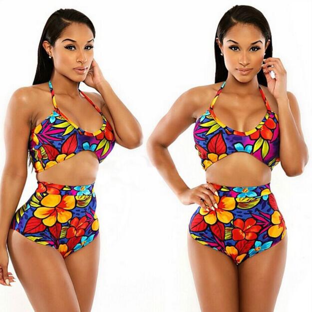 

Colorful beautiful printed strap swimsuit two-piece Bikini Lady Beach bikini set Split swimsuit Brazilian women' swimsuits, Multi