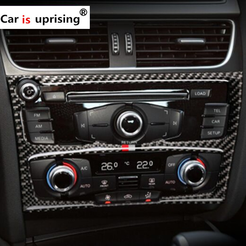 Pour Audi A4 2009-2016 fibre de carbone voiture intérieur climatisation CD panneau de commande garniture voiture style autocollants accessoires