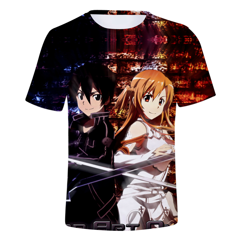 

Blackday Fashion Anime Style Sword Art Online 3D Short Sleeve T-Shirt SAO T-shirt Short Sleeve Man/Women Clothes Plus Size, As picture