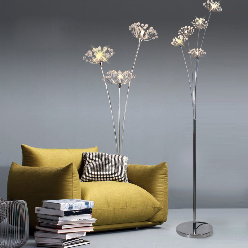 

Clear Crystal Floor Lamp G4 LED Dandelion Floor Light for Bedroom Living Room Luminaire Standing Lamp