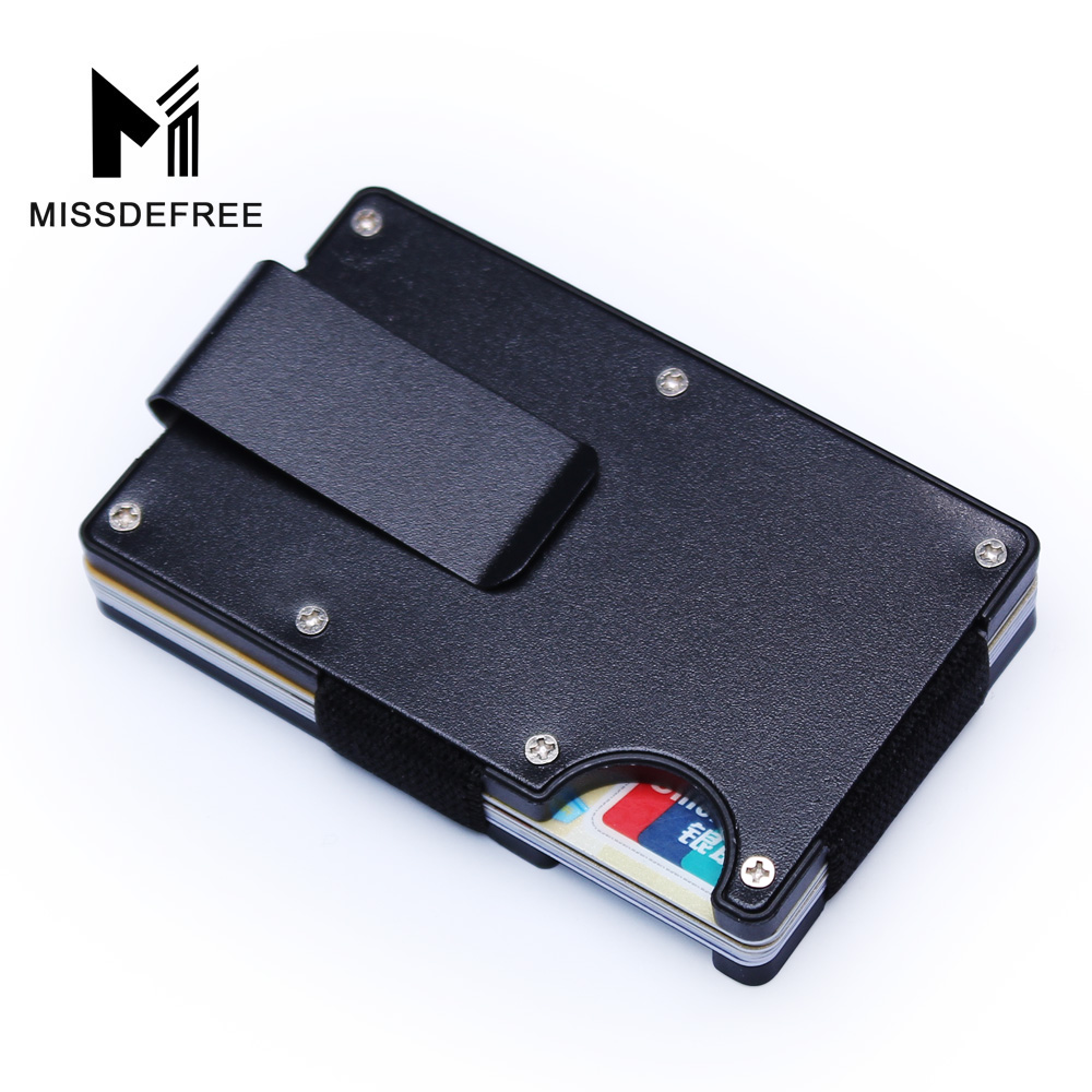 

RFID Metal Mini Slim Wallet Money Clip Fashion Business Credit Card ID Holder With Anti-Chief Case Protector Cheap, Red;black