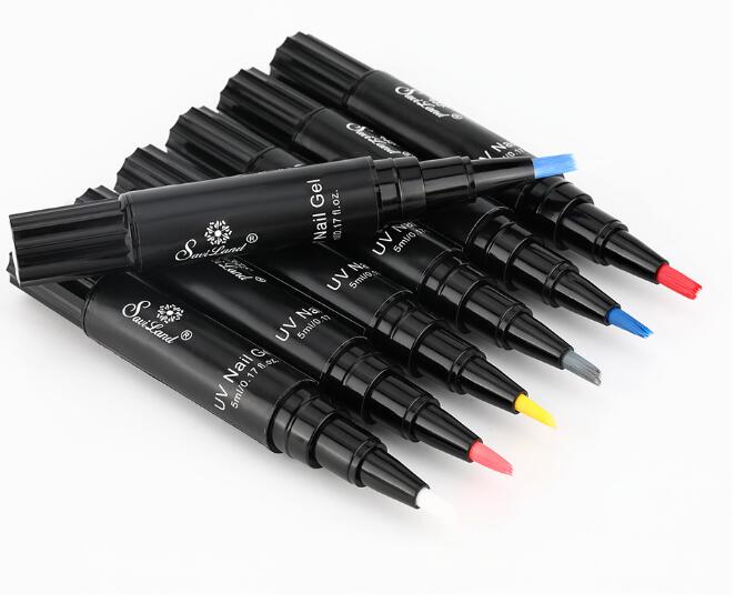 

Wholesale 5pcs/lot One Step Gel Lacquer Nail Painting Varnish Pen 3 In 1 Colors Nail Gel Polish Easy To Use Not Need Base Top Coat Primer, As shown
