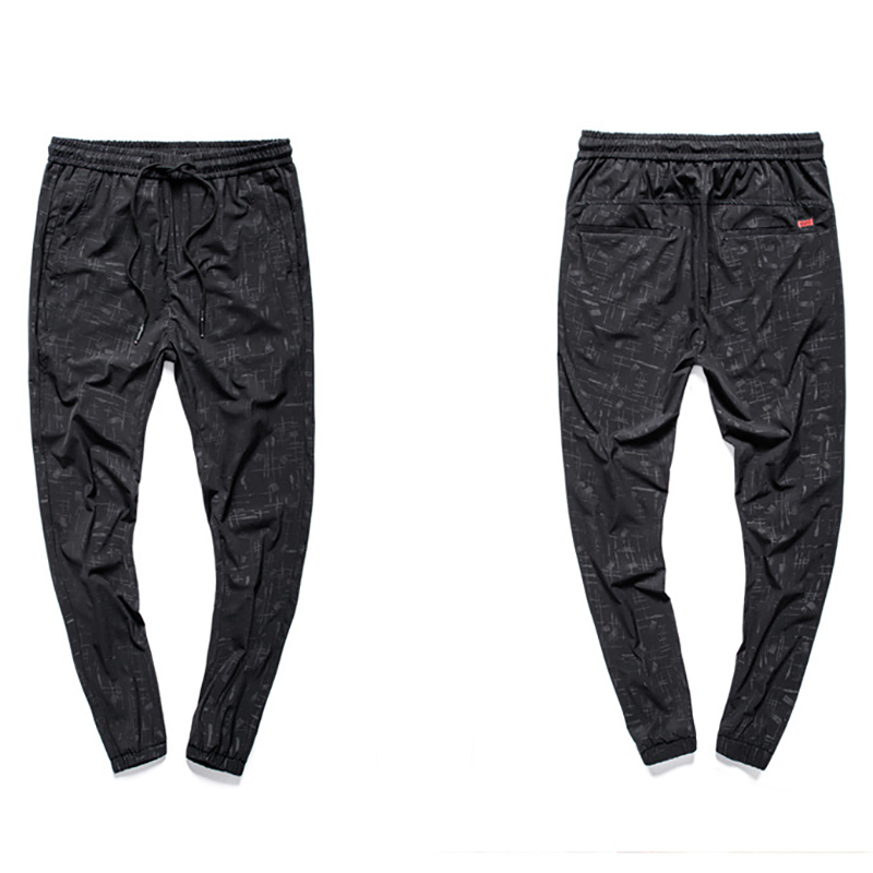 

Camouflage pants Thin section pants Elastic loose Men's sweatpants, Black