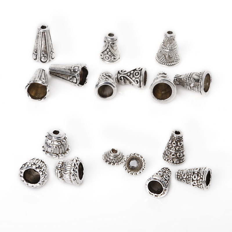 20Pcs Silver Gold Necklace End Tips Bottom Beads Cap Finding For DIY Jewelry