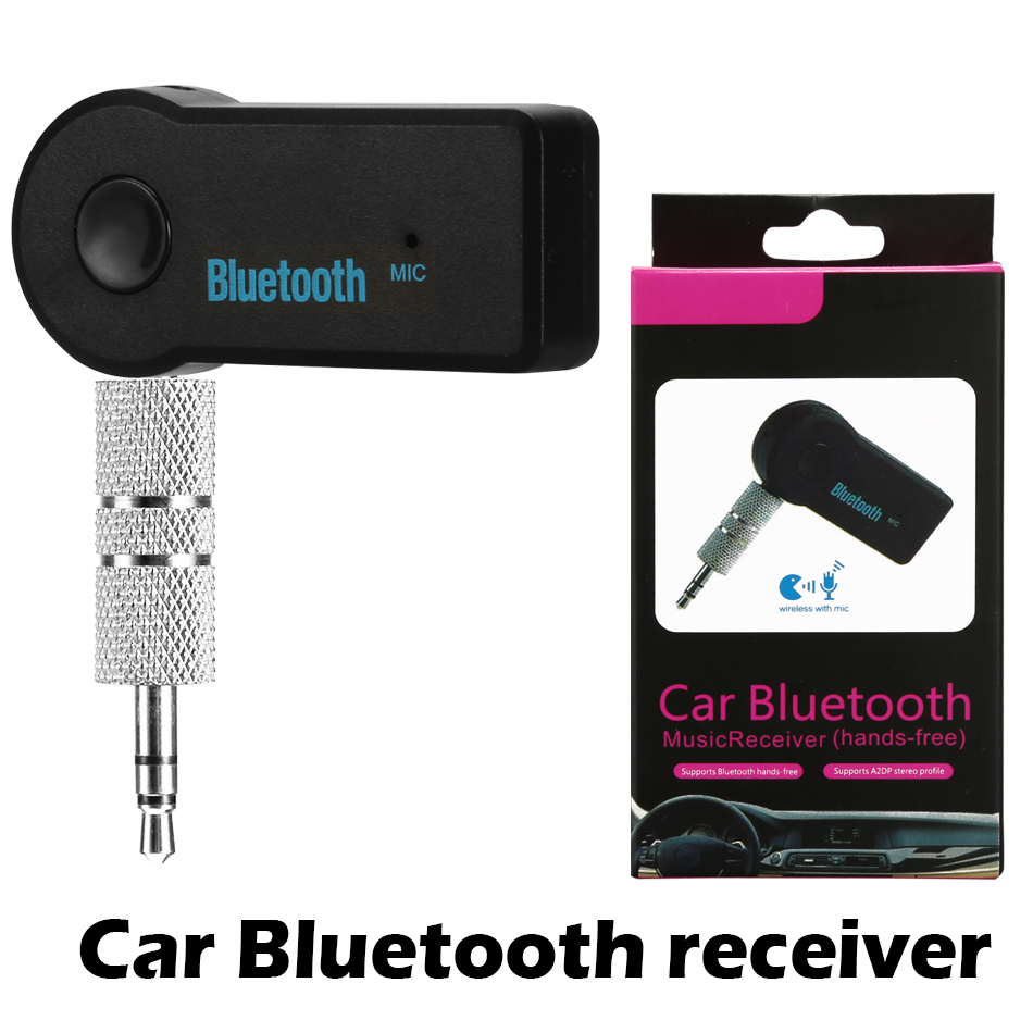 

Universal 3.5mm Bluetooth Transmitters Car Kit A2DP Wireless FM AUX Audio Music Receiver Adapter Handsfree with Mic For Phone MP3 With Retail Box