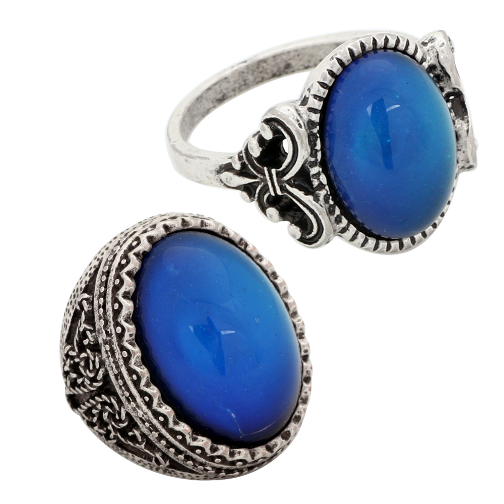 

Silver Plated Color Changing Mood Glass Bead Ring with Free Gift RS008-029