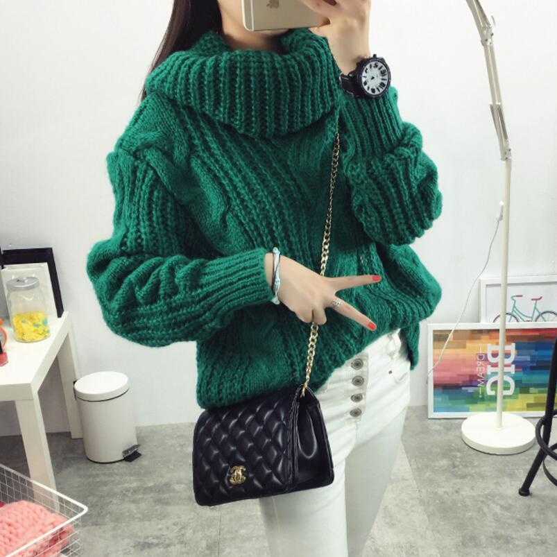 Vintage Turtleneck Sweater Winter Oversize Twist Flowers High Neck Loose Pullovers Women Thicken Knitted Warm Sweater
