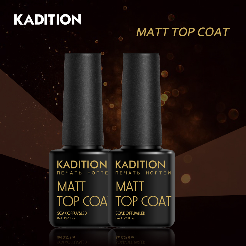 

KADITION 8ml Matte Varnish Matt Top Coat Gel Nail Polish Easy Clean Top Coat Gel Nail Matte UV LED Art Manicure Set, As pic