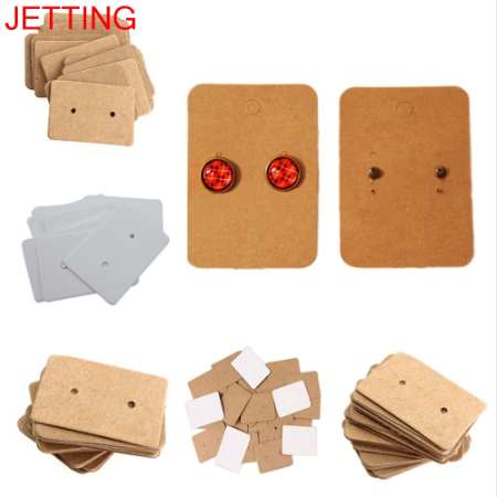 

100Pcs Kraft Paper Ear Stud Hang Tag Jewelry Display Card Earring Kraft Paper Tag Ear Ring Paper Hang Price Tag