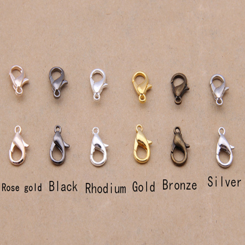 

300pcs 18MM Jewelry Findings Bronze/gold/rose Gold/black/rhodium/silver Lobster Clasp Hooks for Necklace Chain