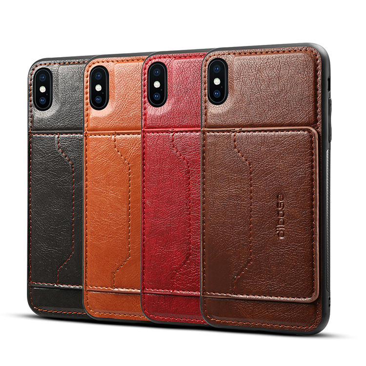 

Premium Leather Phone Case for iPhone 11 XS Max XR 8 Plus Anti-Slip Card Slot Protective Cover for Samsung Note 10 S10 Plus Opp Bag, Red