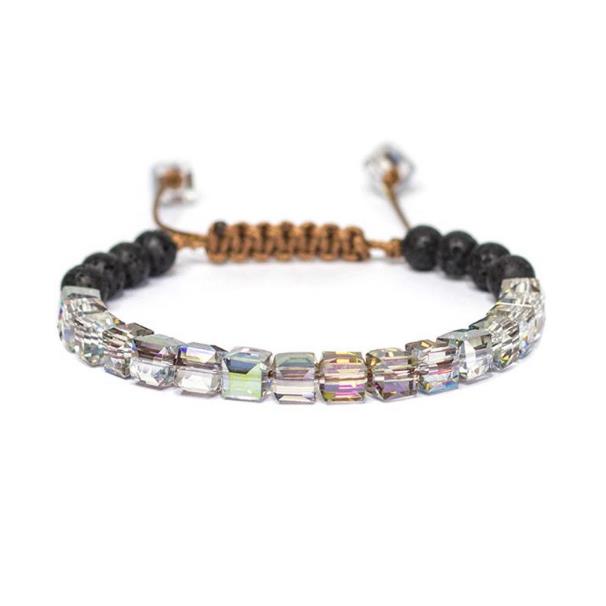 

Fashion new glass crystal woven bracelet lady simple volcanic stone hand string sales hand jewelry wholesale