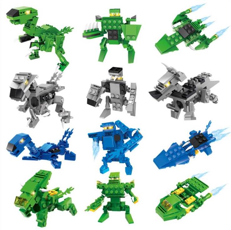 Dinosaur building block toys Minifig Surprise Twist Eggs 3 in 1 fighters blocks Sets Kids toy Bricks-image-424538562