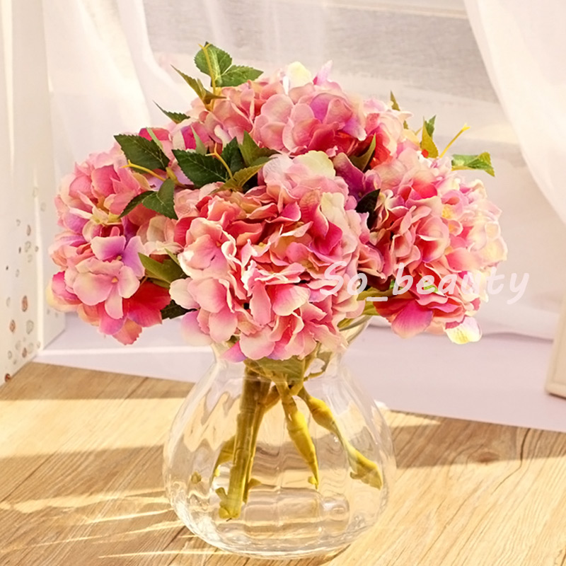 

18cm Artificial Hydrangea Silk Flowers Home Garden Decor Party Fake Flower 45cm Length Wedding Decorations New Multi Colors