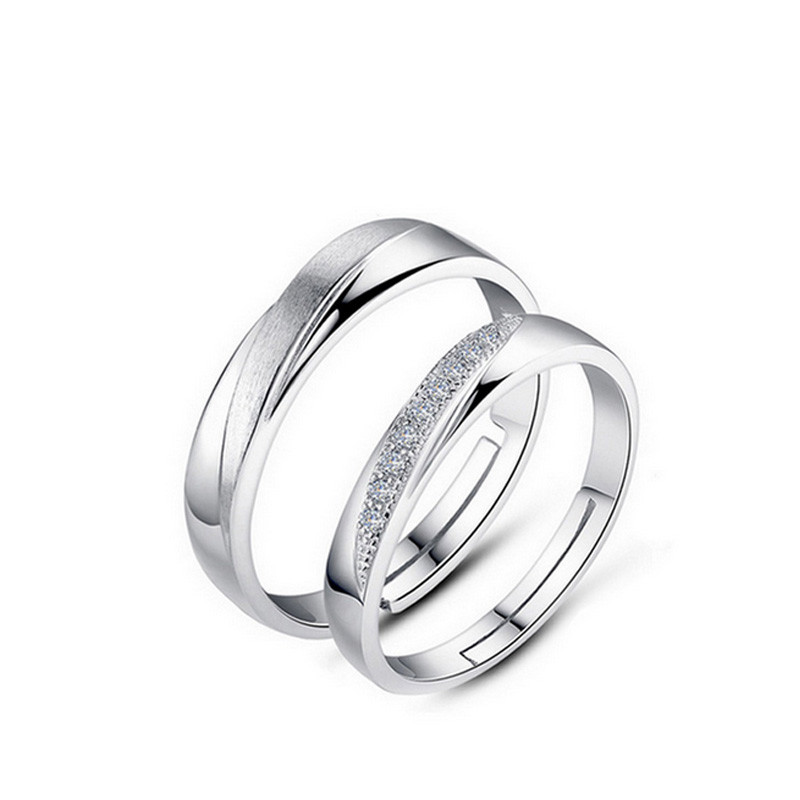 

New! Solid 925 Sterling Silver Couple Rings for Women Men Wedding Engagement Adjustable Rings Band new ring jewelry N21