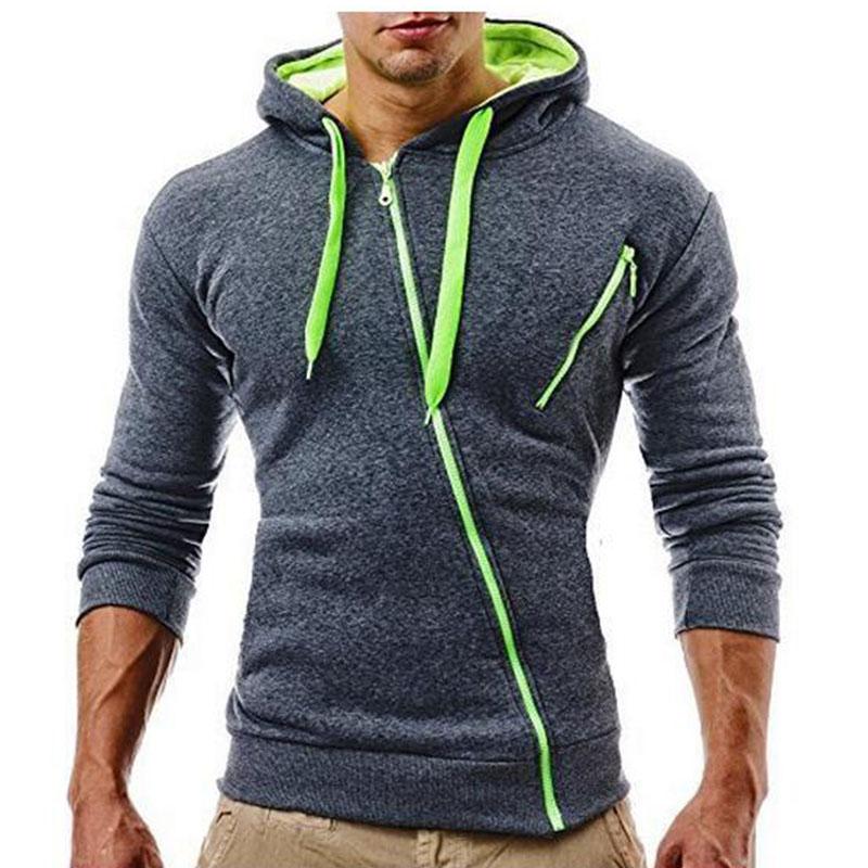 

2019 New Fashion Men Hoodies Brand Leisure Men Sweatshirt Hoodie Casual Oblique Zipper Hooded Jackets Male Hoodies -XXXL, Black