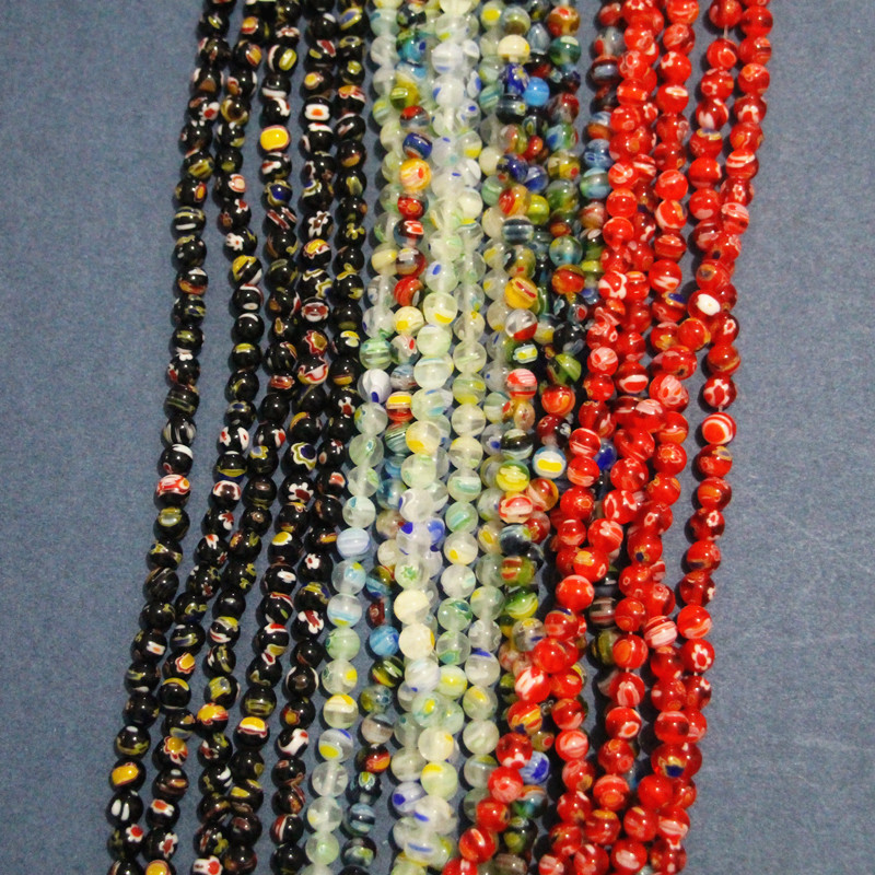 

6mm millefiori glass round loose beads,Free shipping!1.0mm hole for jewelry,factory price!, Crystal
