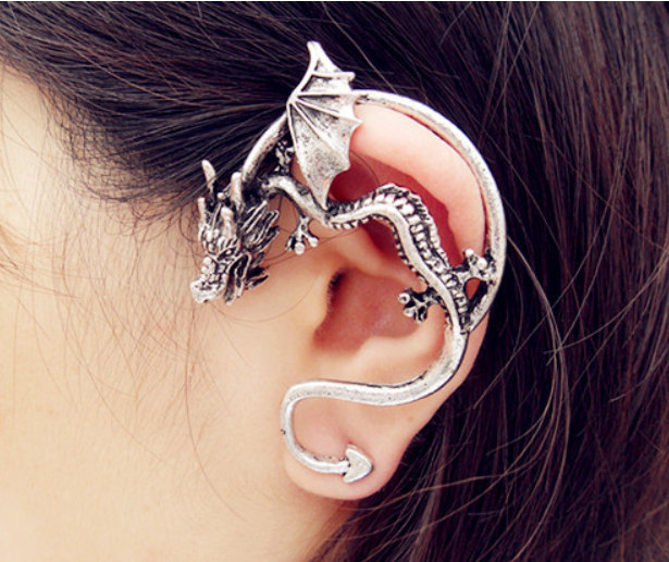 

Vintage Stud Jewelry Fashion Women High Quality Personality Bronze/Antique Silver Plated Alloy Dragon Earrings 1 Piece