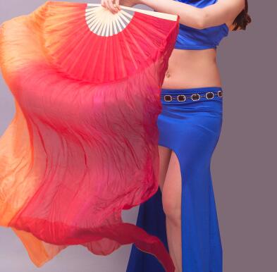 Fashion 1.8M Hand Made Colorful Belly Dance Dancing Silk Bamboo Long Fans KA