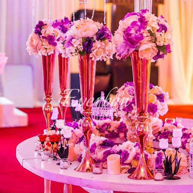 

luxury gold flower vase wedding centerpiece vase wedding decoration metal trumpet vase table flower arrangement wedding supplies