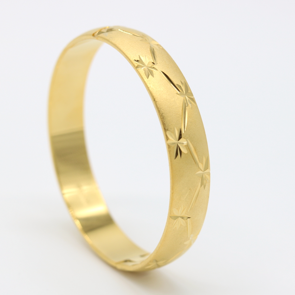 Womens Bangle Fashion Accessories Gold Filled Wedding Bridal Bracelet Solid Jewelry Gift Diameter 6cm engraving Star-image-409847318