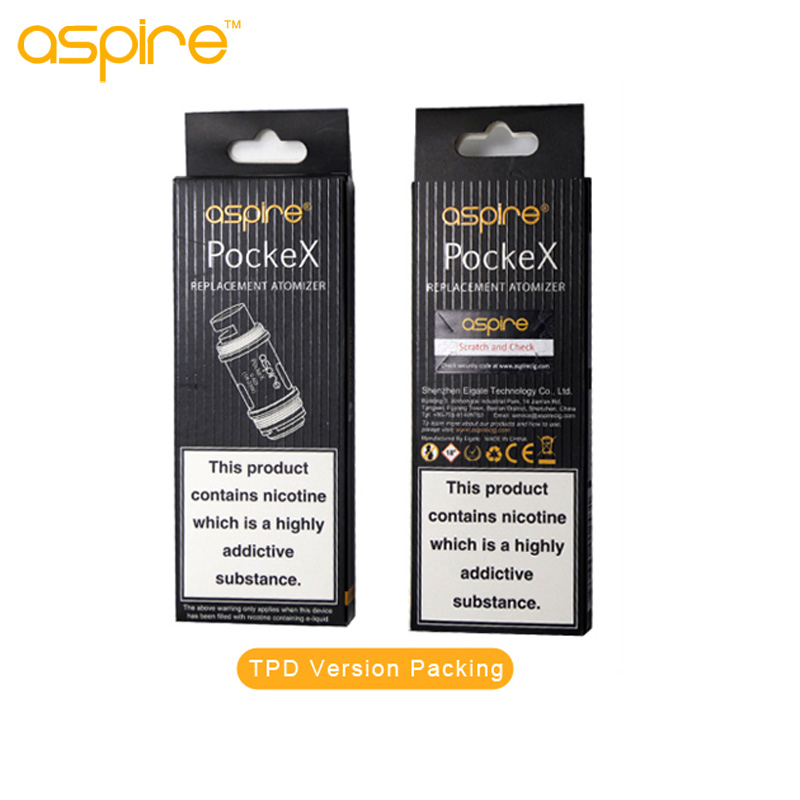 

Free Shipping DHL Aspire Pockex Replacement Atomizer .6ohm Coil head for pockex starter kit e cigarettes wholesale price