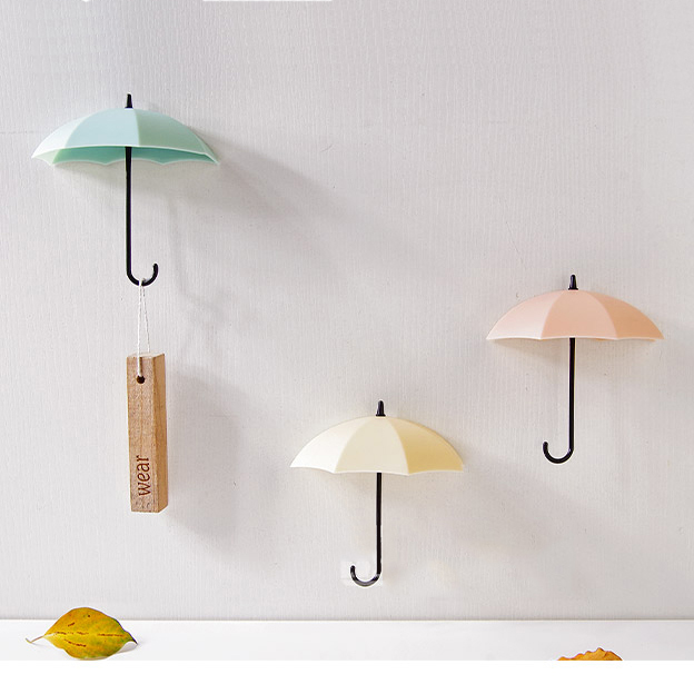 

3pcs Creative Umbrella Shaped Storage Hook Free Nail Single Wall Hooks Small Decorative Home Decor Wall Hook Key Hair Pin Holder