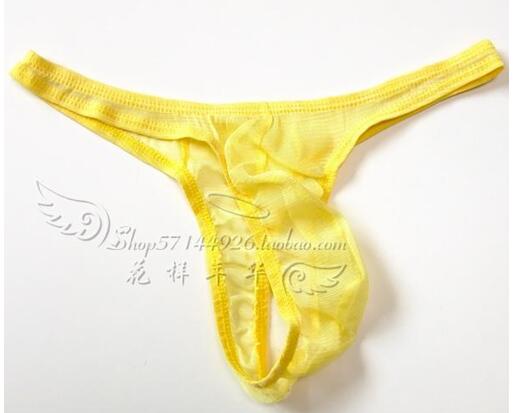 

new Wholesale Men's T-shirt T-Men Men's low-waist ultra-thin sexy panties transparent net yarn ice silk temptation capsules 3piece/lot, Green