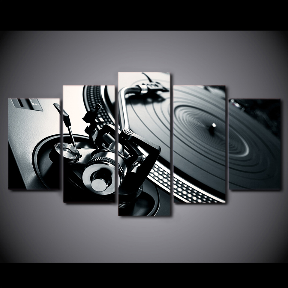 

HD Printed 5 Piece Canvas Art DJ Music Modern CD Player Painting Modular Wall Pictures for Living Room Free Shipping