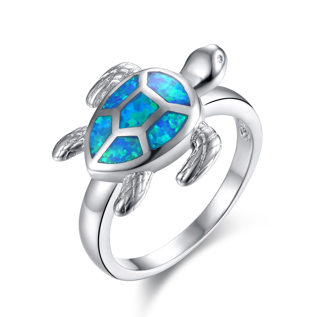 

Fashion Opal Tortoise Animal White Gold Plated Rings Size 6/7/8/9/10 Women Men's Engagement Gift