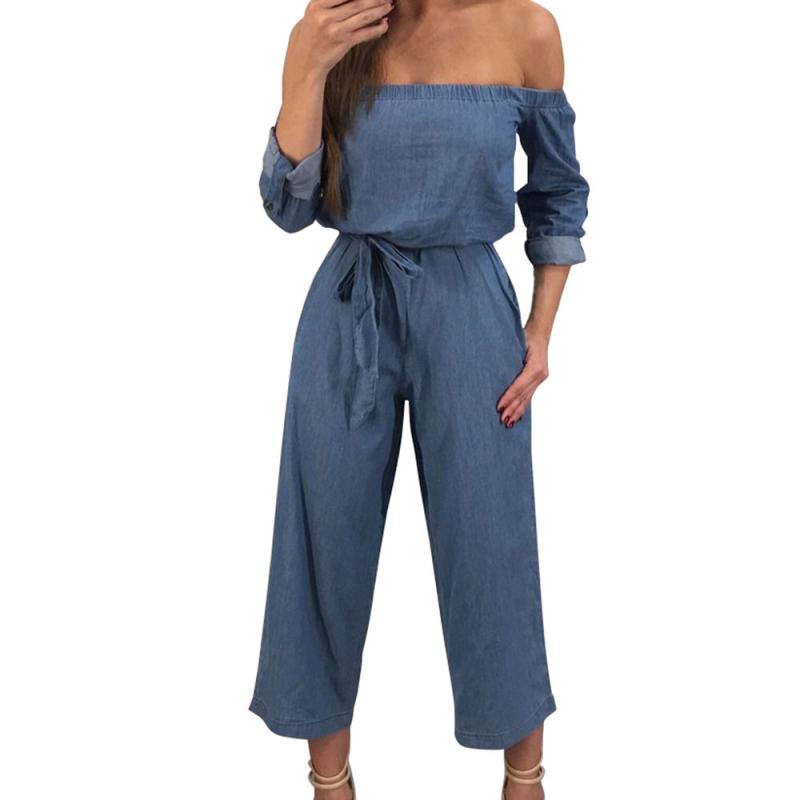 Women Fashion Solid Strapless Long Trousers Casual Jumpsuit gloria jeans large sizes trousers for women C30815-image-422397195