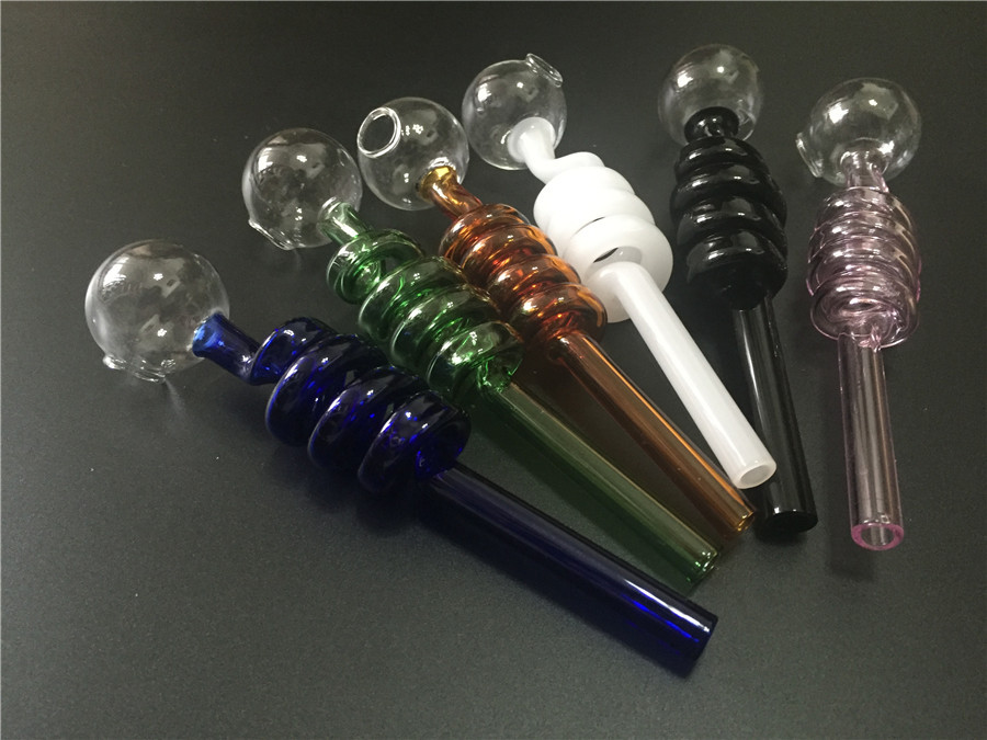 

high quality curved glass pipes Hand tobacco Pipe Colorful Glass oil Pipes large bubbler burner dry herb smoking pipe free shipping
