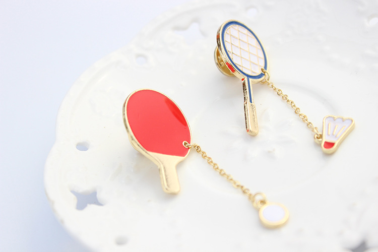 European and American Style Cartoon Accessories Badminton Table Tennis Ball Hard Enamel Brooches Pins Lapel For female Wholesale Drop Ship-image-415689926