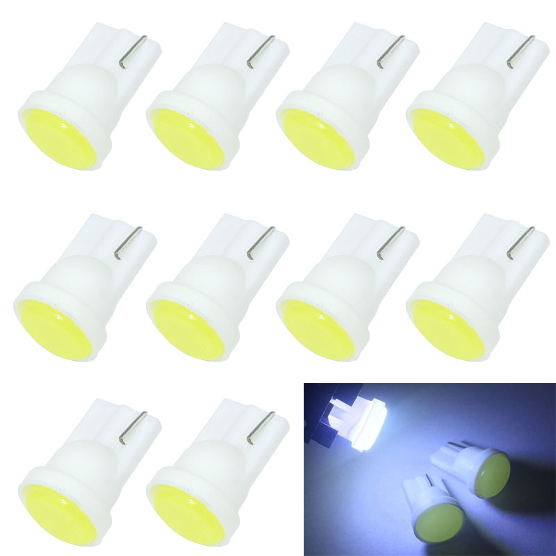 

100pcs T10 194 W5W LED Car Parking Light 501 WY5W 1 COB LED Wedge Interior Dome Lamp Auto Turn Side Bulbs License Plate bulbs 12V