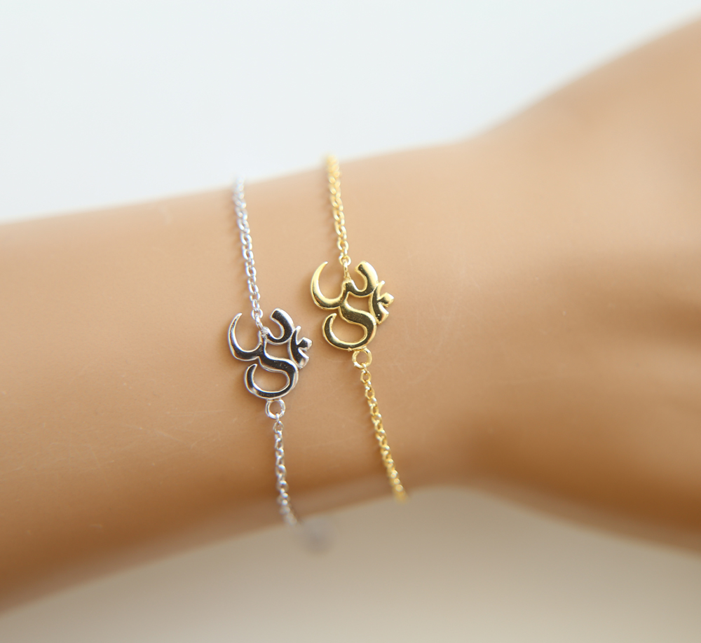 Top sale Genuine fine 925 Sterling Silver Link Chain special Ohm India Symbol Yoga cute girls women 2018 New fashion charm Jewelry Bracelets