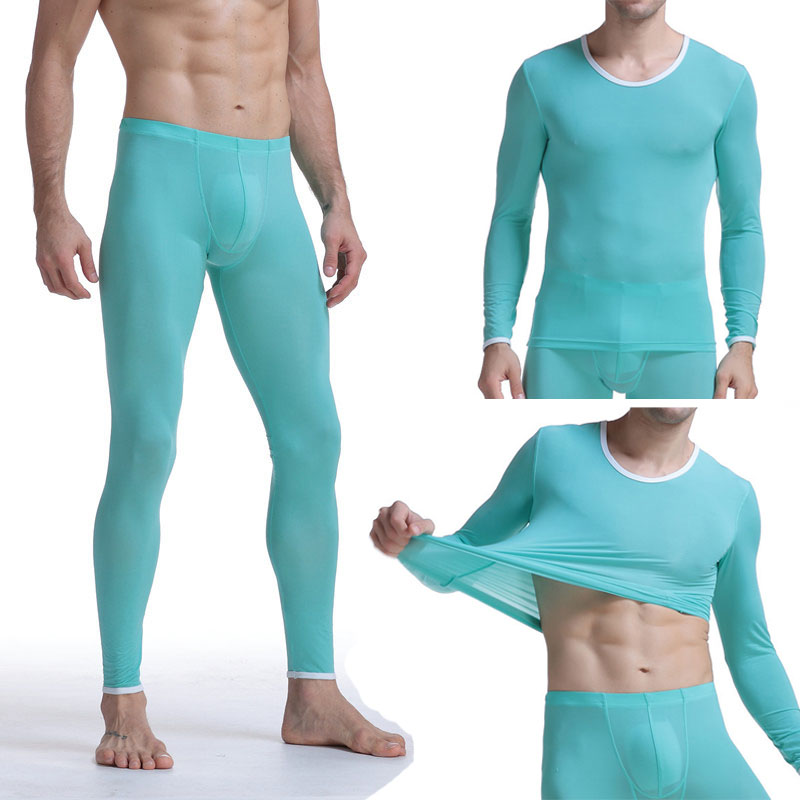 2020 Winter Long Johns Men Thermal Underwear Sets Ice Silk Breathable ...