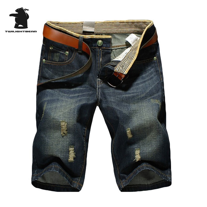 

Men's Denim Shorts Summer Fashion Ripped Jeans Plus Size Casual Middle Pants For Men Beach Shorts, Blue